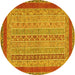 Round Machine Washable Abstract Yellow Modern Rug, wshabs2881yw