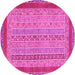 Round Abstract Pink Modern Rug, abs2881pnk