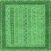 Square Abstract Emerald Green Modern Rug, abs2881emgrn