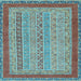 Square Abstract Light Blue Modern Rug, abs2881lblu