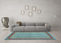 Machine Washable Abstract Light Blue Modern Rug, wshabs2881lblu