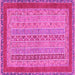 Square Machine Washable Abstract Pink Modern Rug, wshabs2881pnk