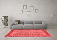 Machine Washable Abstract Red Modern Rug, wshabs2881red