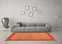 Machine Washable Abstract Orange Modern Rug, wshabs2881org