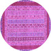 Round Machine Washable Abstract Purple Modern Area Rugs, wshabs2881pur