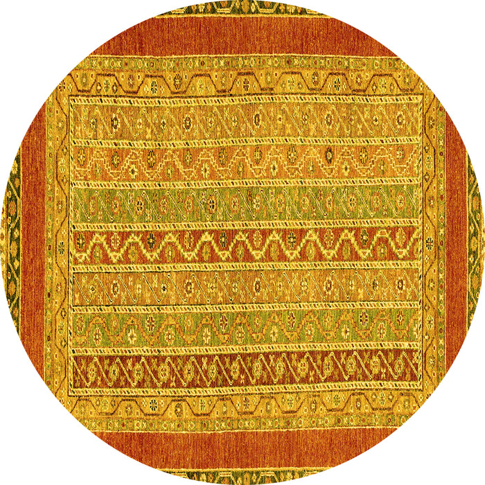 Round Abstract Yellow Modern Rug, abs2881yw