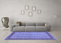 Machine Washable Abstract Blue Modern Rug, wshabs2881blu