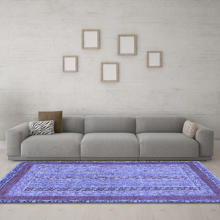 Machine Washable Abstract Blue Modern Rug in a Living Room, wshabs2881blu