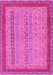 Machine Washable Abstract Pink Modern Rug, wshabs2881pnk