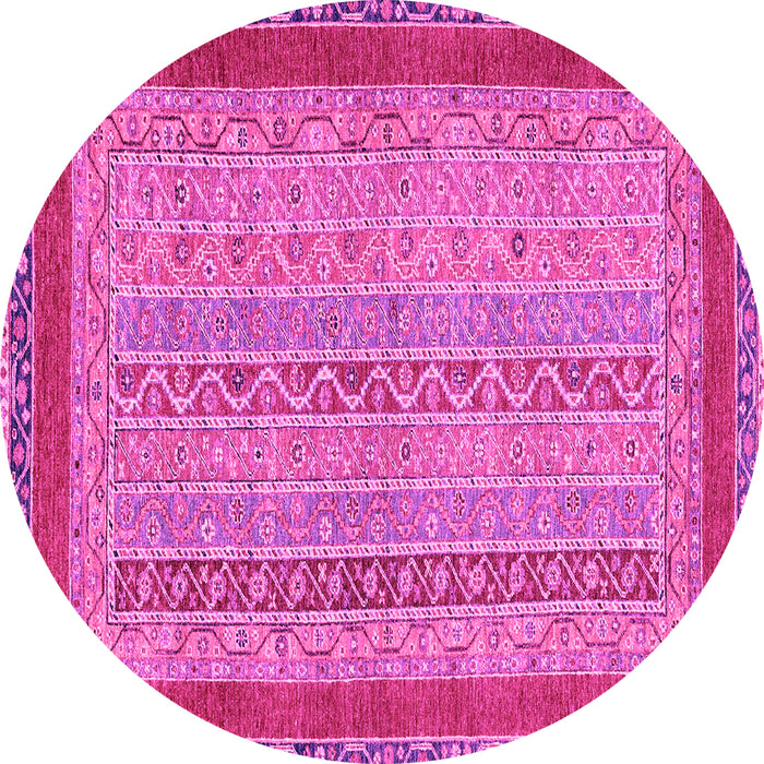 Round Machine Washable Abstract Pink Modern Rug, wshabs2881pnk
