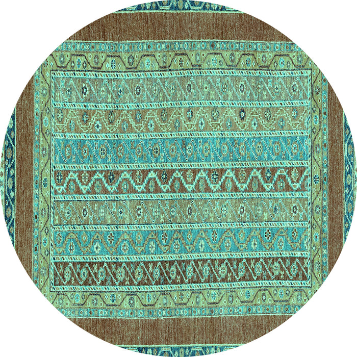 Round Machine Washable Abstract Turquoise Modern Area Rugs, wshabs2881turq