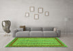 Machine Washable Abstract Green Modern Area Rugs in a Living Room,, wshabs2881grn