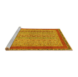 Sideview of Machine Washable Abstract Yellow Modern Rug, wshabs2881yw