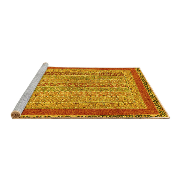 Sideview of Machine Washable Abstract Yellow Modern Rug, wshabs2881yw