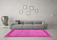 Machine Washable Abstract Pink Modern Rug, wshabs2881pnk