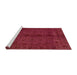 Sideview of Machine Washable Abstract Red Rug, wshabs2882