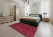 Machine Washable Abstract Red Rug in a Bedroom, wshabs2882