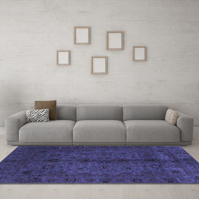 Machine Washable Abstract Blue Modern Rug in a Living Room, wshabs2882blu