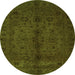 Round Abstract Green Modern Rug, abs2882grn