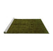 Sideview of Machine Washable Abstract Green Modern Area Rugs, wshabs2882grn