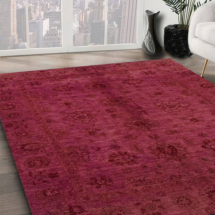 Abstract Red Modern Rug in Family Room, abs2882