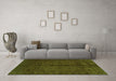 Machine Washable Abstract Green Modern Area Rugs in a Living Room,, wshabs2882grn