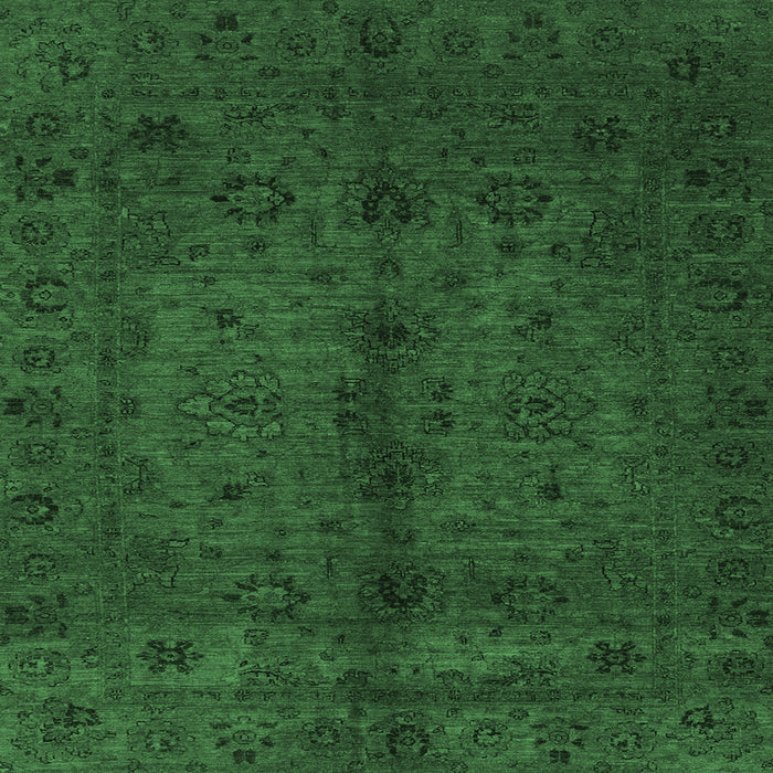 Square Abstract Emerald Green Modern Rug, abs2882emgrn