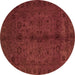 Round Abstract Brown Modern Rug, abs2882brn