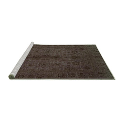 Sideview of Machine Washable Abstract Turquoise Modern Area Rugs, wshabs2882turq