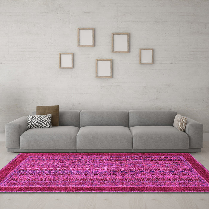 Machine Washable Abstract Pink Modern Rug in a Living Room, wshabs2883pnk