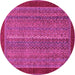 Round Abstract Pink Modern Rug, abs2883pnk