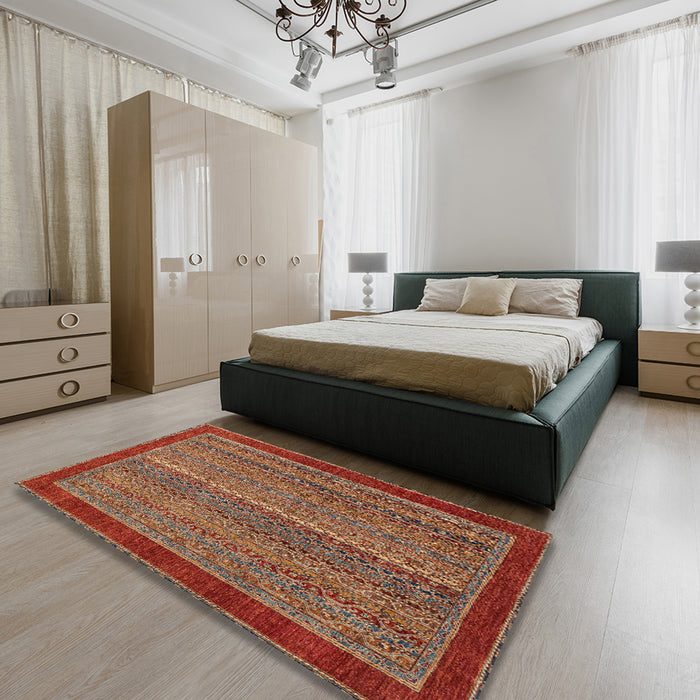 Abstract Red Modern Rug in a Bedroom, abs2883