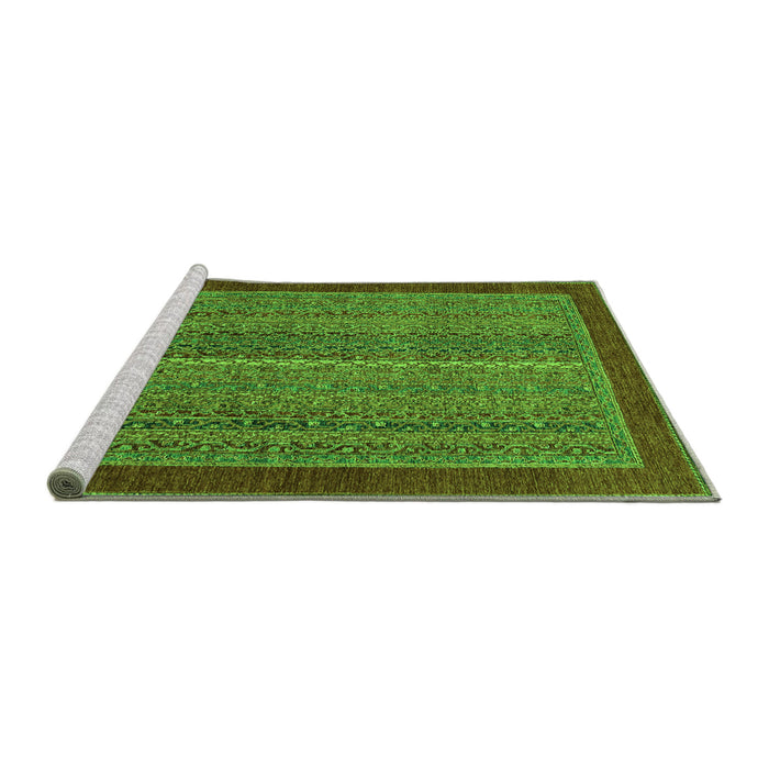 Sideview of Machine Washable Abstract Green Modern Area Rugs, wshabs2883grn