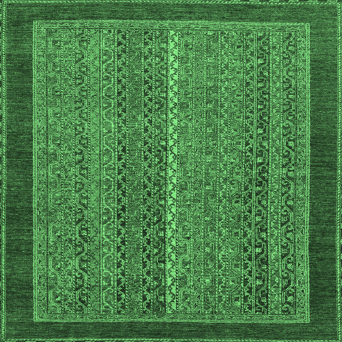 Square Abstract Emerald Green Modern Rug, abs2883emgrn