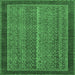 Square Abstract Emerald Green Modern Rug, abs2883emgrn