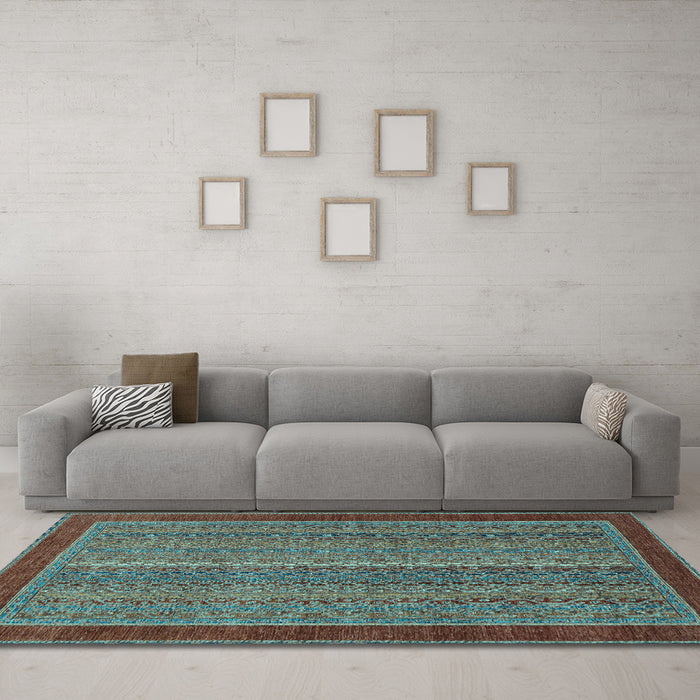 Machine Washable Abstract Light Blue Modern Rug in a Living Room, wshabs2883lblu