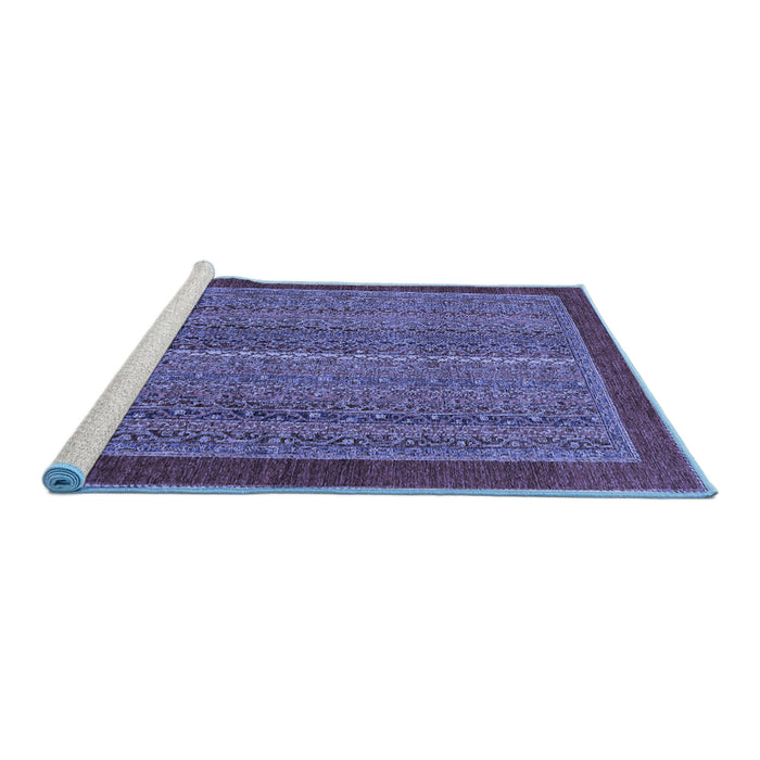 Sideview of Machine Washable Abstract Blue Modern Rug, wshabs2883blu
