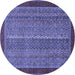 Round Machine Washable Abstract Blue Modern Rug, wshabs2883blu