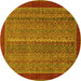 Round Machine Washable Abstract Yellow Modern Rug, wshabs2883yw