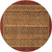 Round Machine Washable Abstract Brown Modern Rug, wshabs2883brn