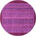 Round Machine Washable Abstract Purple Modern Area Rugs, wshabs2883pur