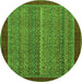 Round Machine Washable Abstract Green Modern Area Rugs, wshabs2883grn