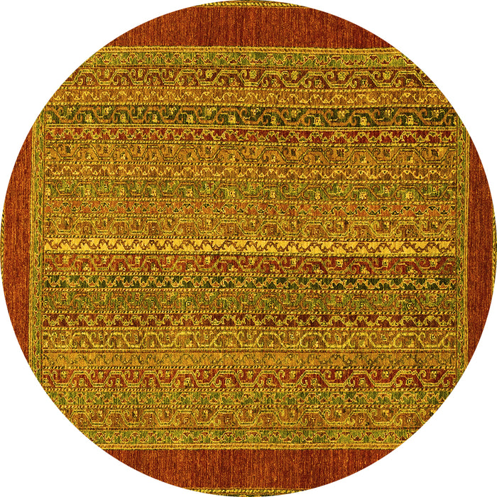 Round Abstract Yellow Modern Rug, abs2883yw