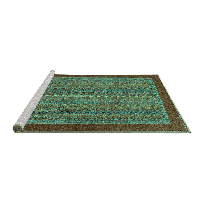 Sideview of Machine Washable Abstract Turquoise Modern Area Rugs, wshabs2883turq