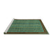 Sideview of Machine Washable Abstract Turquoise Modern Area Rugs, wshabs2883turq