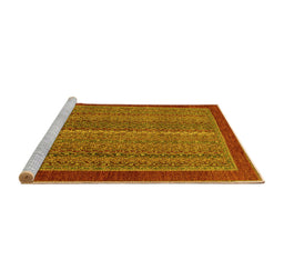 Sideview of Machine Washable Abstract Yellow Modern Rug, wshabs2883yw