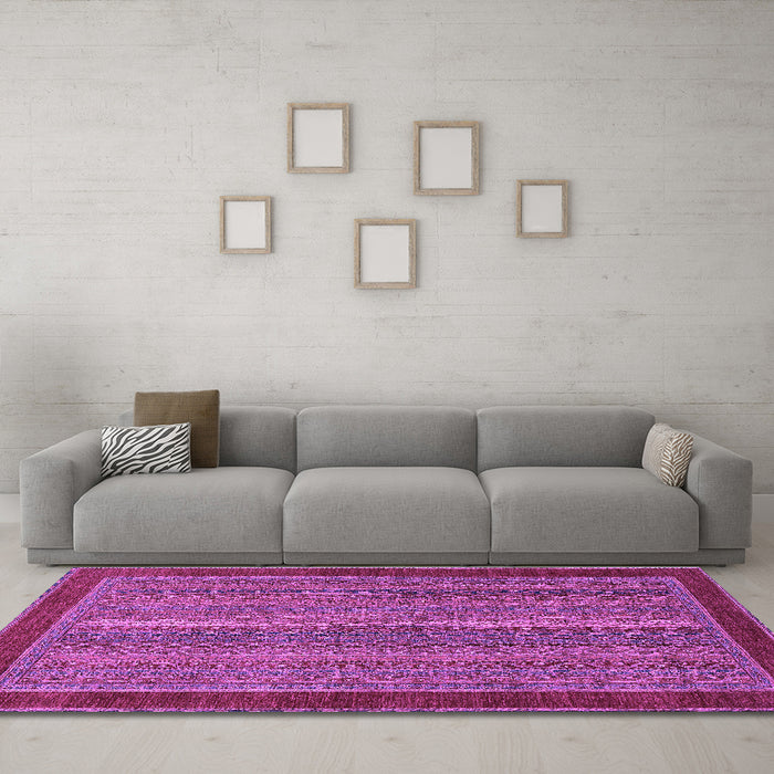 Machine Washable Abstract Purple Modern Area Rugs in a Living Room, wshabs2883pur