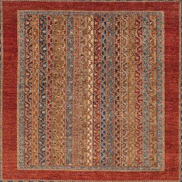 Square Machine Washable Abstract Tomato Red Rug, wshabs2883