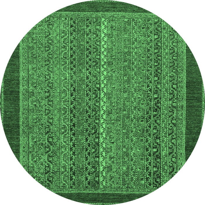 Round Abstract Emerald Green Modern Rug, abs2883emgrn