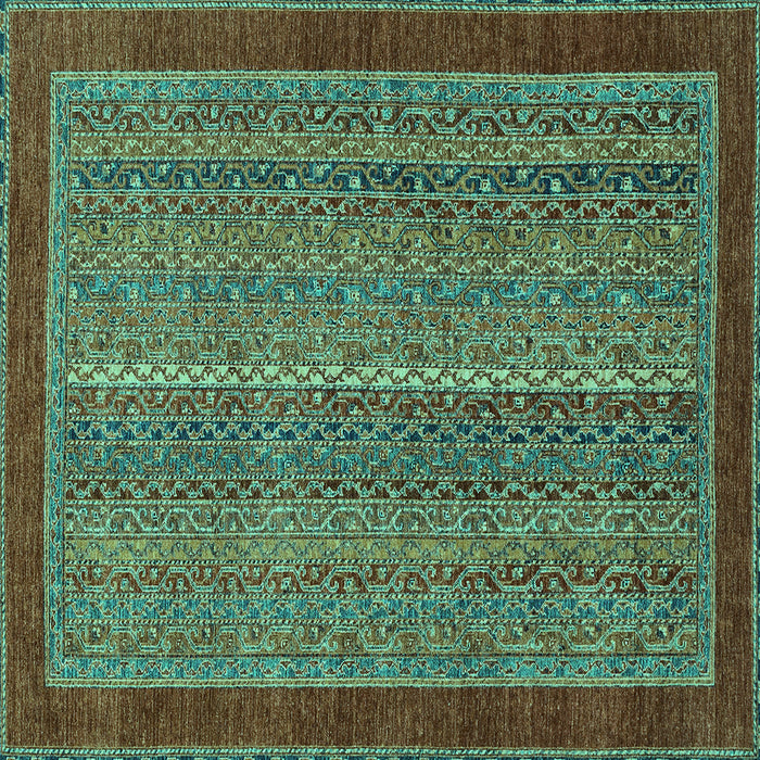 Square Abstract Turquoise Modern Rug, abs2883turq